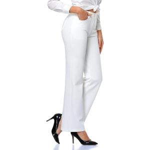 Tapata Women's 28''/30''/32''/34'' Stretchy Bootcut Dress Pants with Pockets Tall, Petite, Regular for Office Work Business (Large, White)