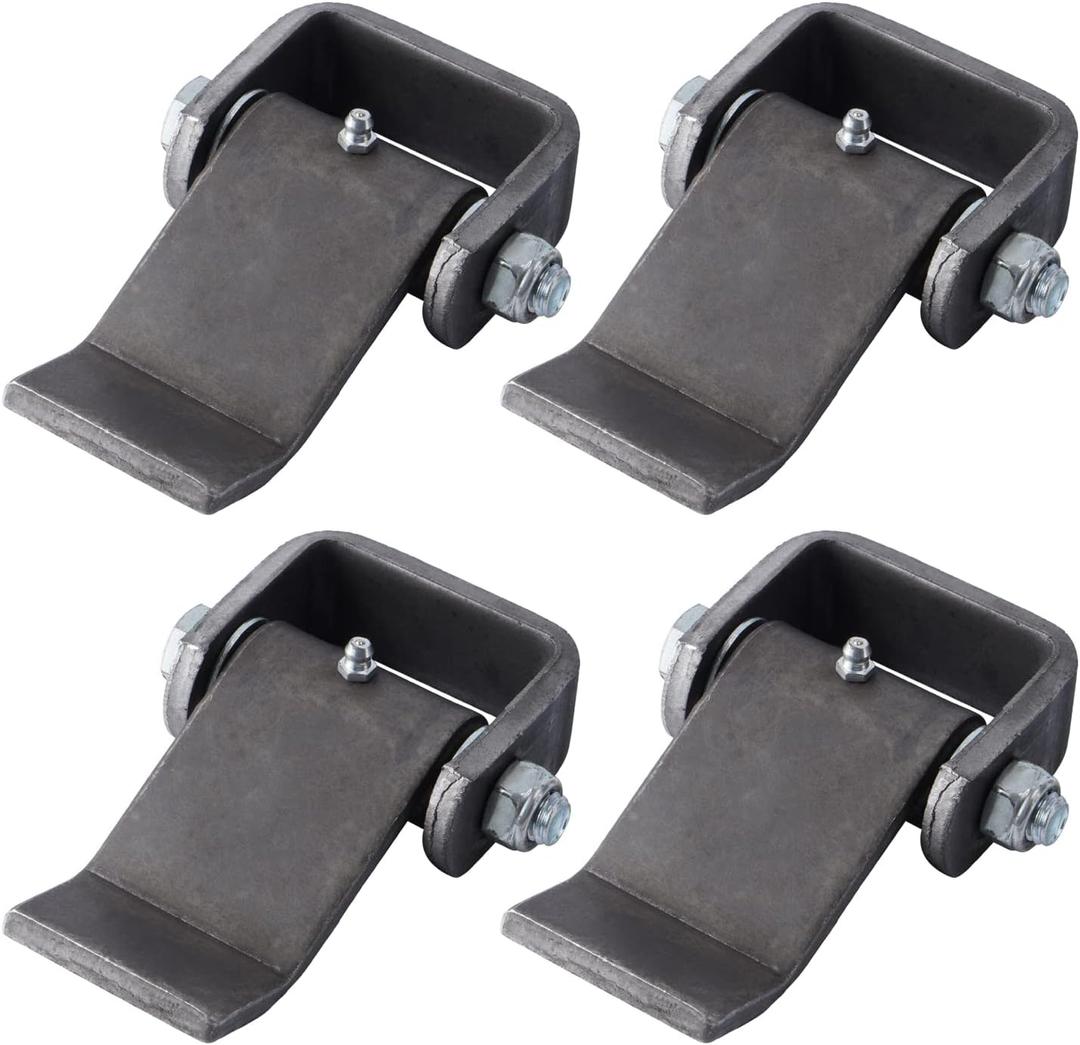 SPARKWHIZ Weld on Trailer Hinges Heavy Duty Greaseable Dump Trailer Trucks Gate Door Hinge, Strap Style Short Leaf, Pack of 4