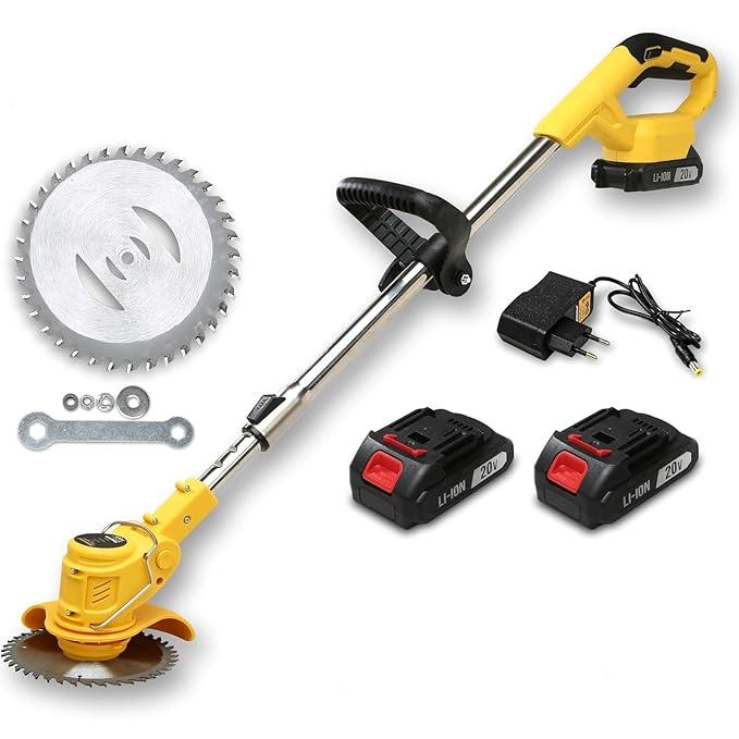 TOMAHAWK Cordless 20V Electric Grass Cutter Machine, Portable Machine for Garden, Weed Cutter, Hand Grass Weeder - Lawn Mower Fast Rotation Motor with Multi Blades, 1x 1.5Ah 2 Battery & Charger