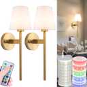 Battery Operated Wall Sconces Set Of 2, Wireless Battery Wall Light With 10000mAh RGB Rechargeable Magnetic Bulb, Rechargeable Wall Sconce With Remote Control For Bedroom, No Electrician Required