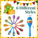 Poen 33 Pcs Mexican Decorations Includes 12 Wooden Fiesta Maracas, 6 Sombrero Party Hats, Fiesta Backdrop, Table Runner, Paper Fans Cinco De Mayo Party Decorations Set