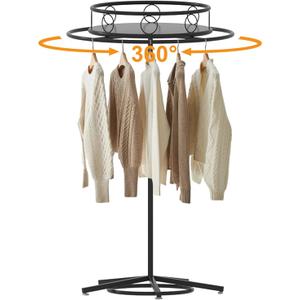 Round Clothes Rack, Floor Standing Rotatable Clothing Rack, Portable Retail Display Stand for Hanging Clothes Bedrooms Boutiques Commercial Shop Laundry Room