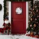 ArtbyHannah Christmas Decorations Hanging Signs, Christmas Canvas Door Sign Merry Christmas & Happy New Year for Holiday Xmas Door Decor (12x12 inch)