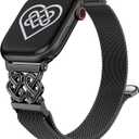 Celtic Knot Metal Band Compatible with Apple Watch Bands for Women 38/40/41/42/44/45/46/49mm Stainless Steel Magnetic Loop Mesh Strap for iWatch SE Series 11/10/9/8/7/6/5/4/3/2/1/Ultra(1/2) (Black)