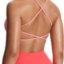 Aoxjox Women's Workout Sports Bras Fitness Ivy Low Impact Bra Yoga Crop Tank Salmon Rose, S
