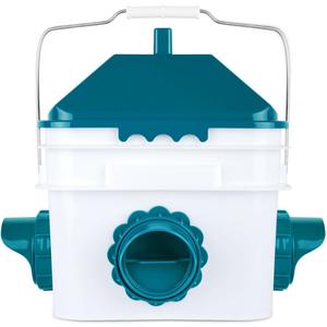 10 Pounds Chicken Feeder with 4 Ports, Rainproof Poultry Feeder for Up to 10 Adult Chickens or 15 Chicks Patented Products (Blue)