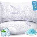 Yettbea Adjustable Shredded Memory Foam Pillows Queen Size Set of 2, Luxury Bamboo Cooling Pillow w/Washable Zippered Cover, Soft or Firm Support Bed Pillow for Side, Back, Stomach Sleeper