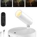 EZVALO Battery Powered LED Spotlight Indoor, Wireless Picture Lights with Remote, 5500mAh Rechargeable Mini Display Light, Uplighting Indoor for Artwork, Tree, Painting, Portrait (white-1Pack)