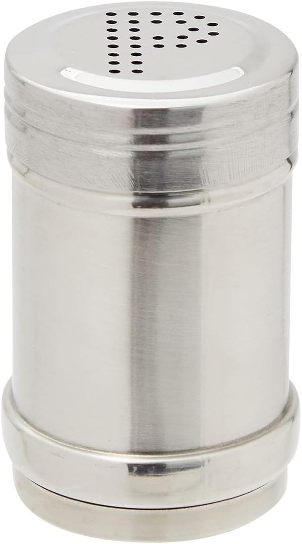 2 oz Stainless Steel Metal Salt and Pepper Shakers Set for Kitchen, Dinner Table, Cooking, Travel, Refillable, Perforated "P" Caps (3.5 in)
