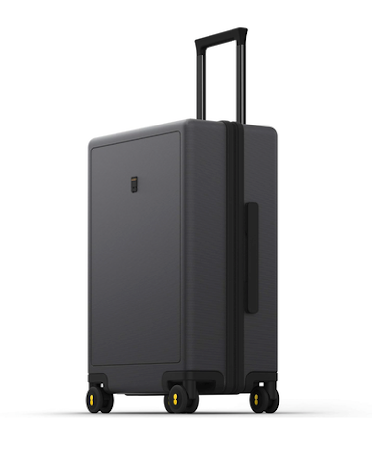 LEVEL8 Checked Luggage, Large Suitcase, Lightweight Luminous Textured Tsa Approved Medium Hardside Luggages with 8 Spinner Wheels, 24 Inch, Dark Grey