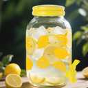  2 Piece Lemon Plastic Drink Dispenser and 40 Pcs Lemon Paper Party Cups 1 Gallon Iced Beverage Dispenser Tea Jar with Spigot and Carrying Lid Clear Dispenser for Lemonade Stand Lemon Juice Tea Beer