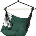 Highwild Hammock Chair Hanging Rope Swing - Max 500 Lbs - 2 Cushions Included - Steel Spreader Bar with Anti-Slip Rings - for Any Indoor or Outdoor Spaces (D- Cushions Included-Green)