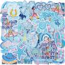 Zeyune 72 Pcs Coastal Cowgirl Iron on Patches Bulk Summer Ocean Embroidered Iron on Hat Patch Blue Beach Holiday Applique Sew on for Trucker Hat Backpack Clothes Shirt Jeans DIY Craft