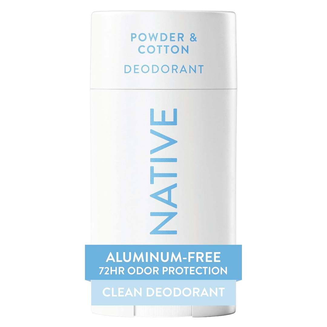 Native Aluminum Free Deodorant, Powder & Cotton, 72 Hour Odor Control, for Women & Men, Contains Naturally Derived Ingredients, 2.65 oz