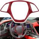 Carbon Fiber Look Steering Wheel Cover Molding Cover Trim for Chevrolet Corvette C7 Z06 Z51 ZR1 Stingray Grand Sport 2014 2015 2016 2017 2018 2019 Interior Accessories (Red)