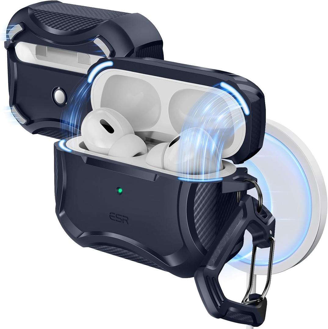 ESR for AirPods Pro 2nd Generation Case, Compatible with Airpods Pro Case 2nd/1st Gen (2023/2022/2019), Compatible with MagSafe, Powerful Drop Protection, Magnetic Lid, Navy Blue ESR for AirPods Pro 2nd Generation Case, Compatible with Airpods Pro Case 2nd/1st Gen (2023/2022/2019), Compatible with MagSafe, Powerful Drop Protection, Magnetic Lid, Navy Blue