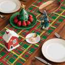 4 x Artscope Buffalo Plaid Christmas Table Runner, Xmas Winter Holiday Kitchen Dining Table Decoration for Christmas Home Party Decor 13x72 Inch-Green