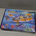 City Ocean Explorer Ship Building Set, Exploration Boat Set Toy Building Block with LED Lights, Helicopter, Submarine and Shark Cage, Birthday Gifts for 6 8 10 12 Years Old Boys Kids Girls