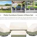 Bitubi Outdoor Waterproof Patio Furniture Covers 4-Piece Set for Swivel Rocker Chairs, Patio Loveseat 58in, Coffee Table 48in, Heavy Duty 600D Tough Canvas, Beige