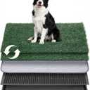 Petcozife Dog Grass Pad with Tray, 35"x23" Grass Pad for Dogs Potty with 2pcs Artificial Grass, Indoor Dog Litter Box for Balcony Apartment, Realistic, Washable, Less Odor