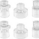 Double Sided Vintage Ribbed Taper Glass Candle Holders,Tea Candle Holder for Table Centerpieces, Wedding Decorations and Dinner Parties (Clear, 6 PCS)