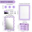 QAUYETM 8 PCS Purple Locker Accessories Kit for Girls with Magnetic Mirror Whiteboard Pen Holder Flower Magnets Cute Aesthetic Locker Decoration Set for School Dorm Office Organization