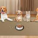 48"x32"(120cmx80cm) Largest Dog Food Mat, XXXL Waterproof Pet Feeding Mat for Floors, Silicone Dog Bowl Mat Tray for Food and Water, Light Brown