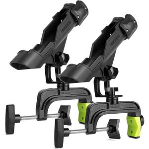 Fishing Rod Holders for Boat, Upgraded Fishing Pole Holders with Enlarge Clamp for Most Rod, Adjustable Fishing Rod Rack Fit Round/Square Tubes