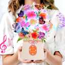 Birthday Cards, Light and Music Happy Birthday Card, Lily and Butterflies, 10 Inch Life Sized Forever Flower Bouquet 3D Pop Up Birthday Gift Card for Women Wife Mom Daughter Sister