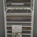 SONGMICS Clothes Drying Rack, with Sock Clips, Metal Laundry Rack, Foldable, Space-Saving, Free-Standing Airer, with 2 Height-Adjustable Gullwings, Indoor Outdoor Use, White and Green ULLR052C01