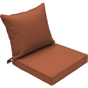 Outdoor Deep Seat Cushion Patio Seat and Back Cushion Set Seasonal Chair Cushion with Removable Cover and Adjustable Buckle for Home and Garden, 22"x22"x3", Brick Red