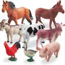 8 Pcs Big Animal Figurines Toys, Farm Realistic Plastic Animals Playset, Educational Preschool Learning Toy Playset for Kids Toddlers
