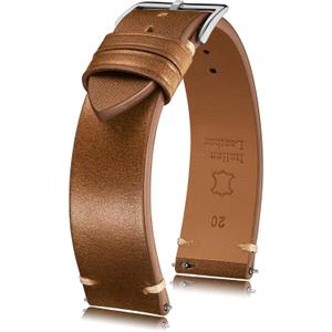 Getalia Italian leather Watch Band Tuscany Natural Vegetable-Tanned Top Grain Genuine Leather, 18mm 19mm 20mm 21mm 22mm 24mm Quick Release Replacement Watch Straps for Men and Women Thick and Soft (Light Brown)