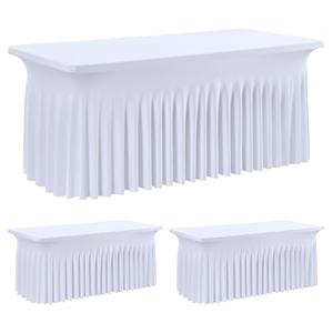 leegleri 2 Pack White Spandex Fitted Table Clothes for 6 Foot Rectangle Tables, Wrinkle Free 6ft Fitted Table Cover, Spandex Table Skirt for 6FT Rectangle Tables-for Banquet Weddings Parties