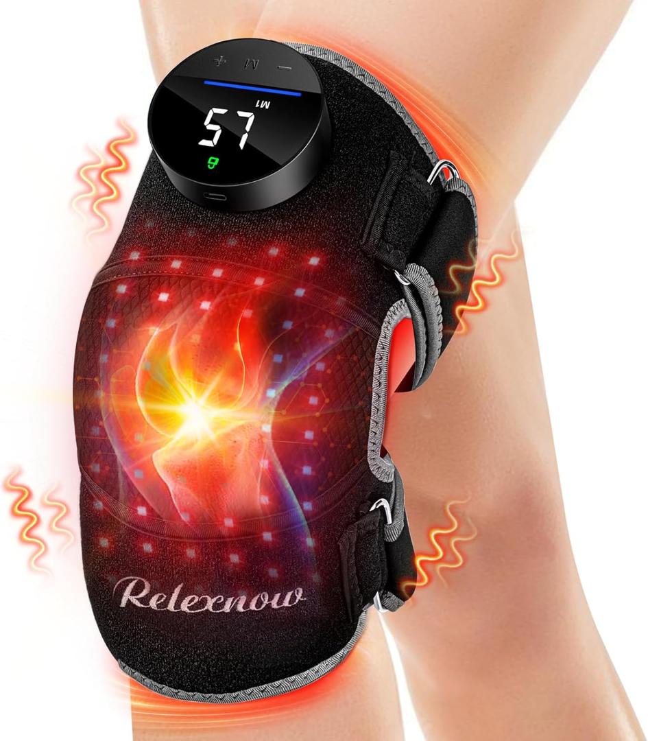 Red Light Therapy Knee Brace, Vibration Knee Massage, Wireless Rechargeable Controller,FSA HSA Eligible Near Infrared Red Light Therapy Heated Device for Knee Elbow Shoulder Pain