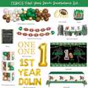 Costova First Year Down Birthday Party Decorations, 1st Birthday Decorations for Boy, Touchdown Themed Backdrop Balloon Banner Boxes Crown for One Year Old Football Birthday Party Supplies