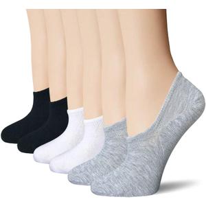 BERING Women's No Show Socks Non-slip Heel Grip Invisible Liner Footies (6 Pairs)