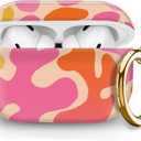 Cute Hard Case Compatible with AirPods Pro 2nd/1st Generation, Protective Cover with Golden Keychain, Fits 2023/2022/2019 Models, for Women, Girls, and Men(Artistic Pattern