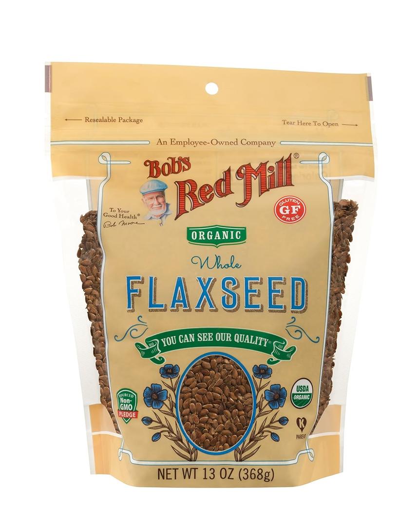 Bob's Red Mill Organic Whole Flaxseeds - 13 oz (Pack of 1), Gluten Free, Raw, Non GMO, Sproutable, Keto Friendly, Paleo (EXP 04/10/28)