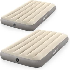 Intex 64101E Dura-Beam Standard Series Single Height Inflatable Airbed, w/2 in 1 Extra Wide Valves, Supports Up to 300 pounds, Twin (2 Pack)