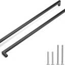 Matte Black Cabinet Pulls - Square Drawer Pulls, 2 Pack 18 Inch Stainless Steel Kitchen Door Cupboard Handles, 458mm Hole Centers