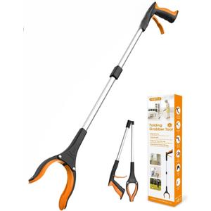 32" Grabber Reacher Tool, Foldable Reacher Grabber Pickup Tool with 360 Rotating Jaw & Magnet, Trash Picker Upper Grabber, Lightweight Grabbers for Seniors Heavy Duty