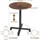 Rolling Adjustable Round Bar Table, Gas Lift Pub Table with Lockable Casters, 23.6" Bistro Cocktail Table for Dining, Coffee, Home Bar, Parties & Small Apartments, 28.3"-42.5" Height Adjustable, Large