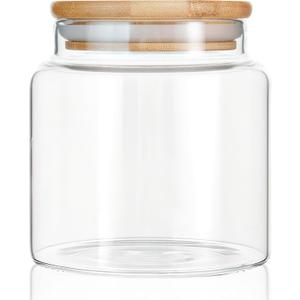 16 oz/480 ml Glass Storage Canister with Airtight Lid, Clear Decorative Container Jar for Coffee, Spice, Candy, Salt, Cookie, Condiment, Pepper, Sugar, Overnight Oats - Small