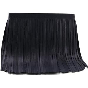 PU Leather Fringe Trim, Western Suede 8 Inch Tassel Fringe for Sewing & Crafts, Boho Cowgirl Biker-Style Trim for Jackets, Bags, Costumes, and DIY Decor (2yards Black)