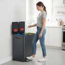 iTouchless 16 Gallon / 60L Dual Kitchen Trash Can & Recycle Bin, 2x8 Gal Removable Buckets, Soft-Close Stainless Steel Step Pedal, Fingerprint-Resistant, AbsorbX Odor Filter – Gunmetal Gray