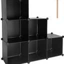 TUMUCUTE Cube Storage Organizer, 6-Cube DIY Plastic Closet Cabinet Modular Bookcase, Storage Shelves for Bedroom Living Room, Office, Black