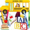 15 Pcs Back to School Decorations School Bus Photo Booth Preschool First Day of Schools Bus Photo Prop Kindergarten Party Backdrop Giant Inflatable Pencil Crayon Balloon Themed Party Decor, 41 inches , 43 inches