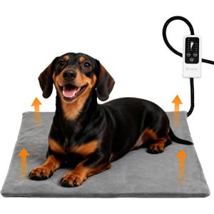 BECEMURU Pet Heating Pad for Dogs & Cats, Waterproof Adjustable Temperature Heated Dog Bed 24x18 in, with Chew-Resistant Cord and Timer for Senior Pets, Soothing Pain Relief for Arthritis