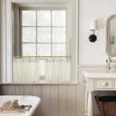 Mini Curtains for Small Windows 18 Inch Length 24w 18L Long Cafe Pinch Pleated Striped Farmhouse Curtains for Kitchen